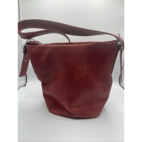 Coach Vintage Y2K Red Leather Duffle Sac Bucket Shoulder Bag [9186] - Picture 1 of 13